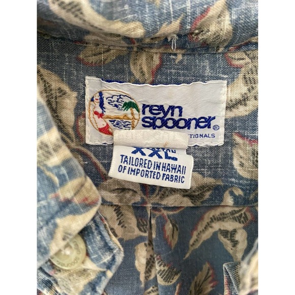 Reyn Spooner Shirt Half Button Short Sleeve Floral Blue Reverse Hawaiian… - Picture 3 of 3